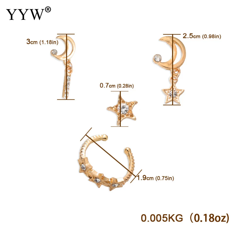 

Trendy Geometric Map Circle Moon Star Stud Earrings Set Fashion Gold Color Earrings For Woman Fashion Jewelry