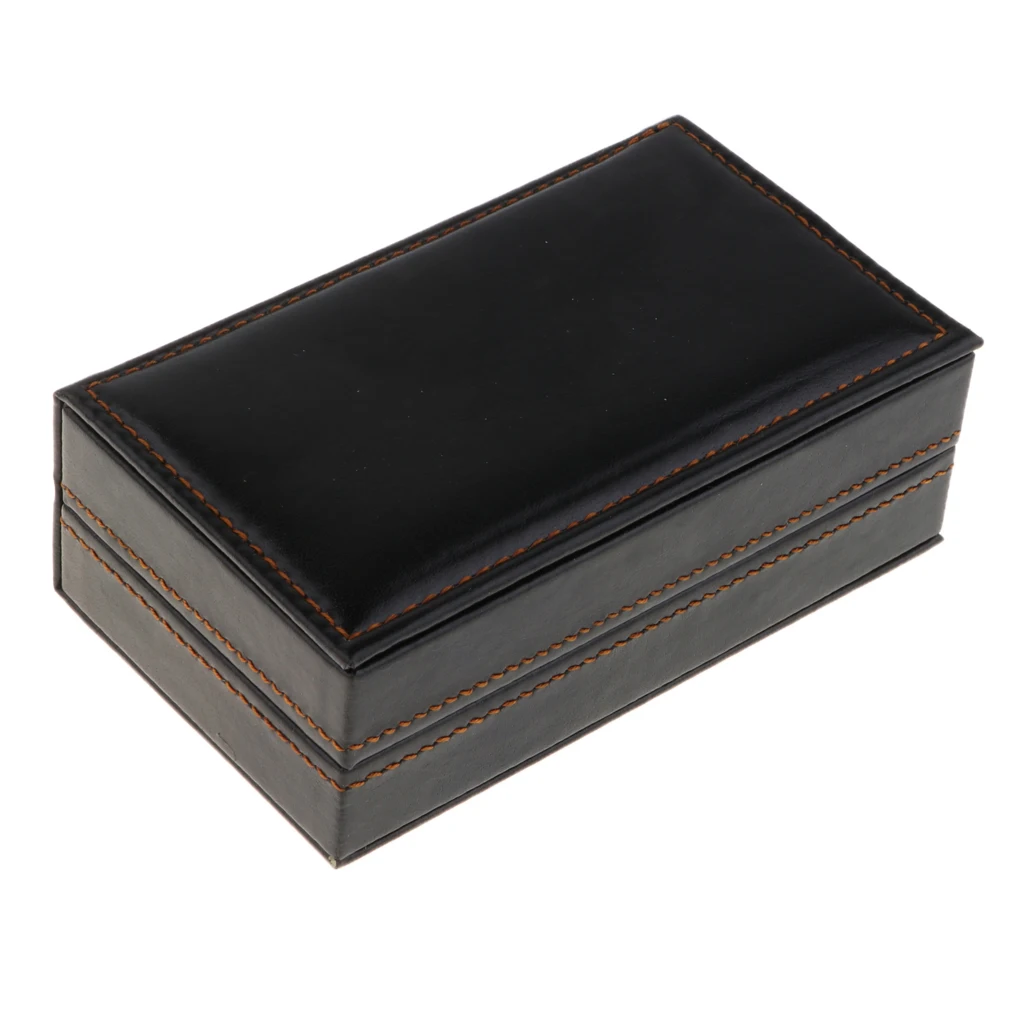 

Black PU Leather 4 Pairs Cufflinks Holder Cuff Link Box Christmas Gift