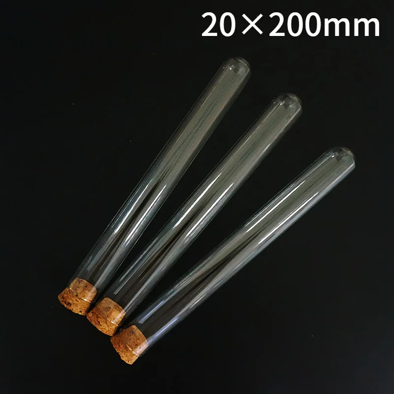 

24pcs/lot 20x200mm Transparent Glass Round Bottom Packing Test Tube With Cork Stopper For Laboratory/Schools