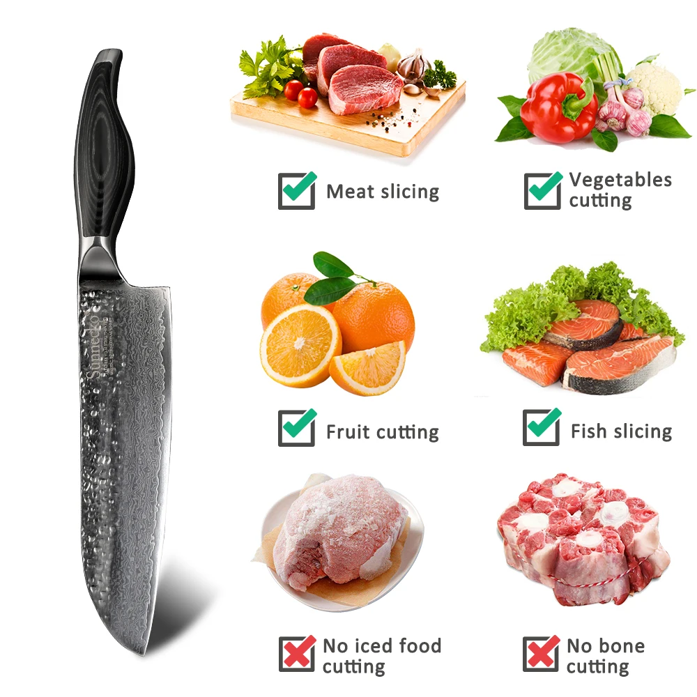 SUNNECKO высококачественные Santoku ножи для чистки овощей и фруктов Дамасская сталь