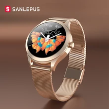 2021 SANLEPUS Stylish Womens Smart Watch Luxury Waterproof Wristwatch Stainless Steel Casual Girls Smartwatch For Android iOS