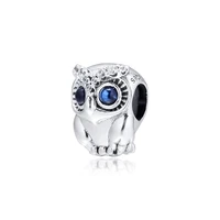 authentic 925 silver jewelry sparkling owl charm fits european charms bracelets woman diy beads for jewelry making