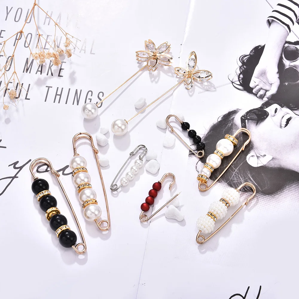 Брошь на талию для юбки с антибликовым покрытием Золотая брошь жемчугом бабочкой