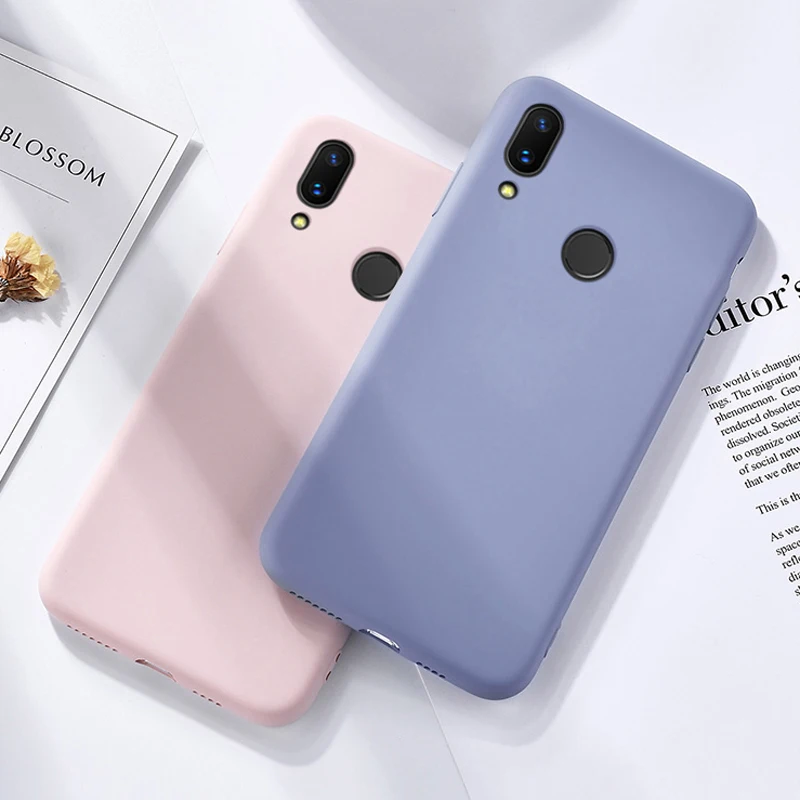 Чехол для P Smart 2019 Мягкий противоударный чехол на ощупь чехлы из жидкого силикона