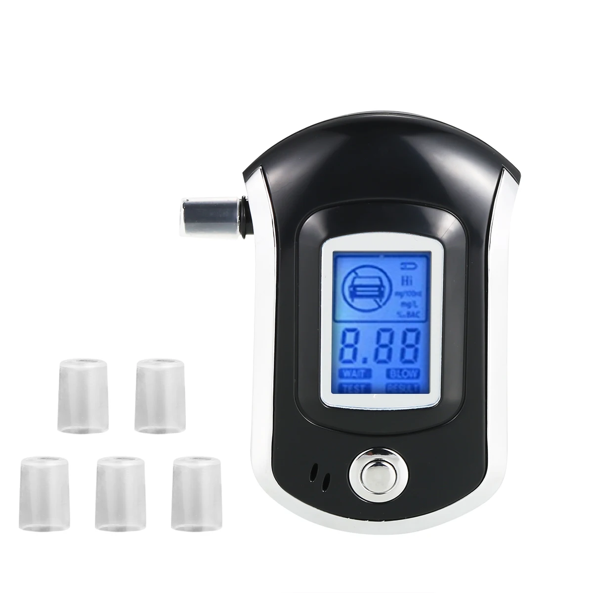 

Portable Alcohol Analyzer Digital Breath Alcohol Tester With LCD Display 5 Mouthpieces And Sound Alarm