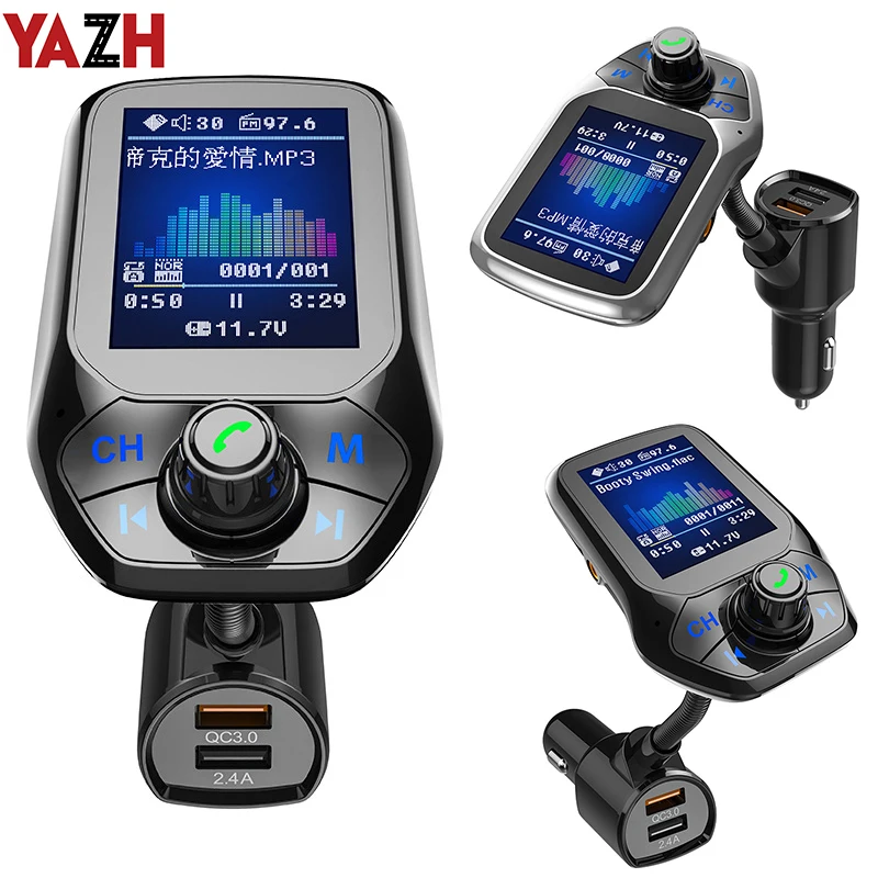YAZH Car QC 3.1 Charger 12/24V Socket MP3 Player Bluetooth Cigarette Lighter Auto USB Charge Vehicle Hand-free Music | Автомобили и