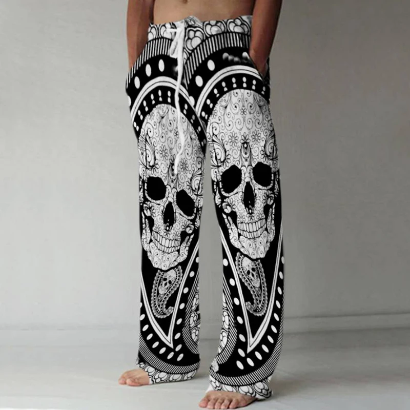 

Vintage Printed Long Pant For Men 2021 Spring Autumn Casual Loose Long Trousers Men's Fashion Mid Waist Pants Hipster Streetwear