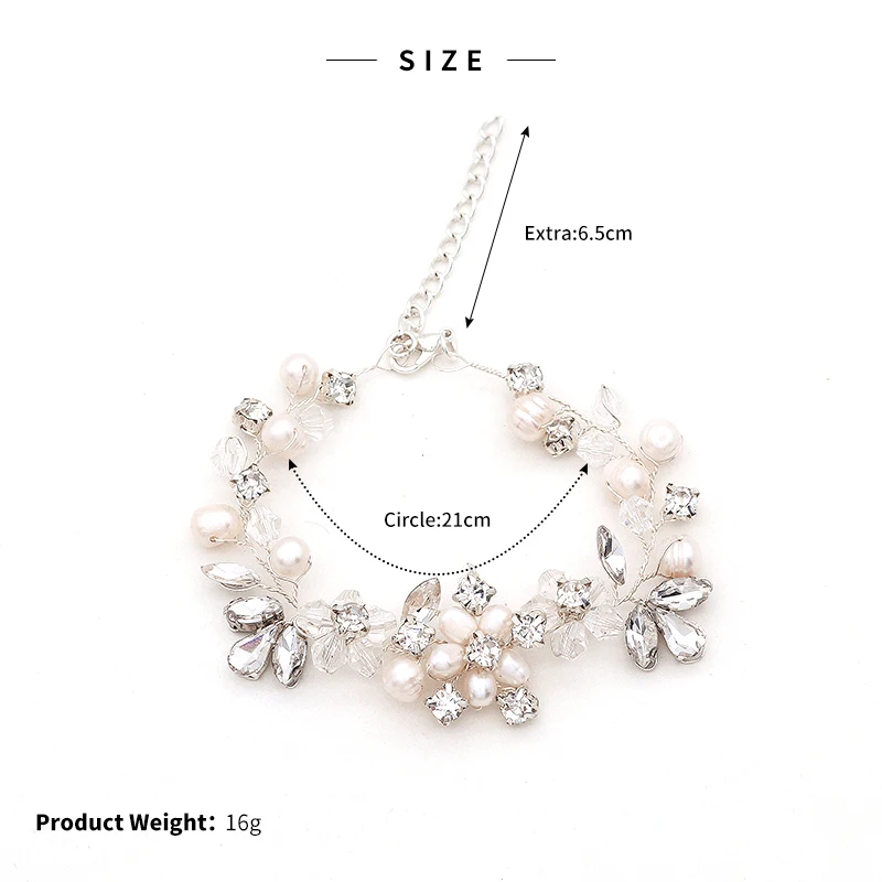 QYY модный браслет с жемчугом и кристаллами для женщин элегантный корейский