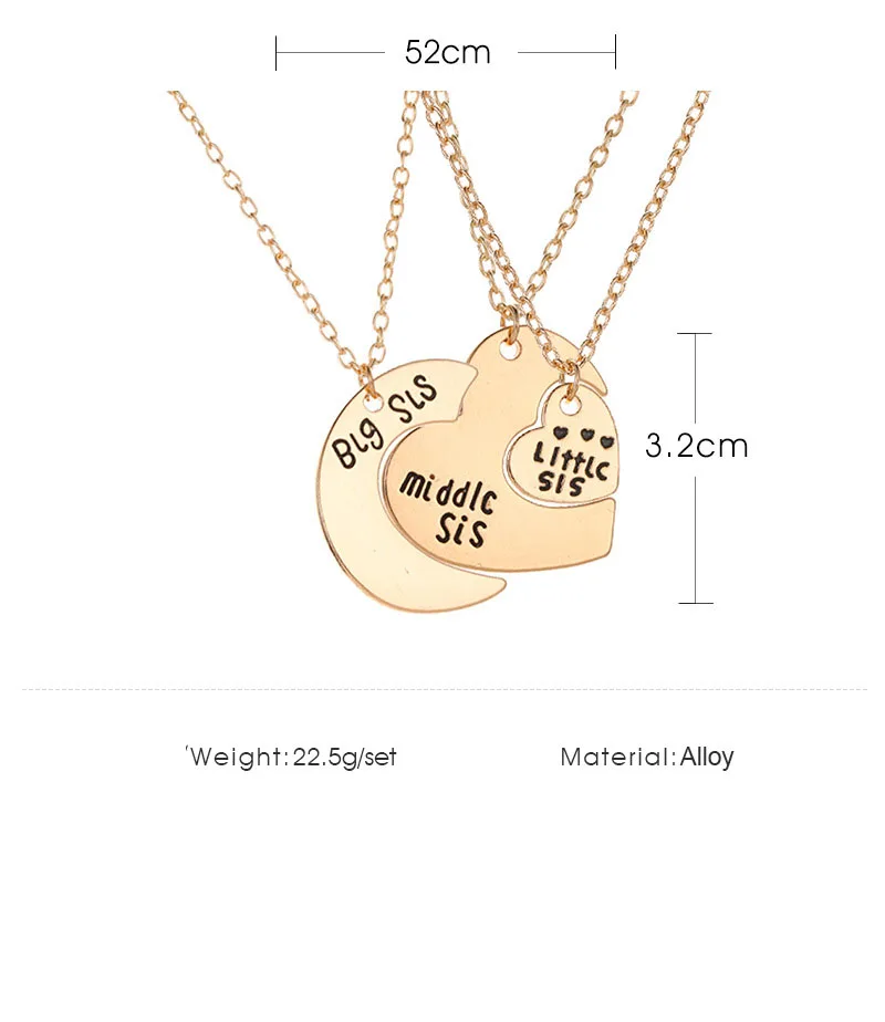 3 шт./компл. Модное Длинное ожерелье с подвеской в виде половины сердца большой