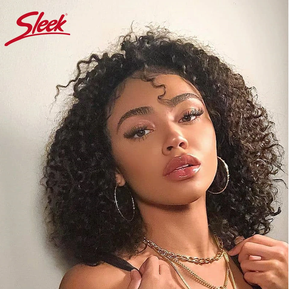 Гладкие парики из человеческих волос на сетке спереди для женщин Вьющиеся