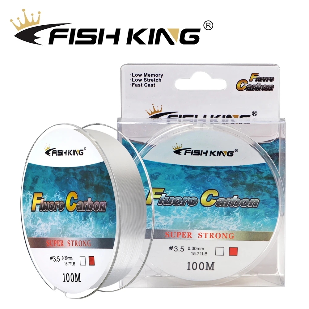 

FISH KING 100M Fluorocarbon Coating Fishing Line 4.136LB-34.32LB Carbon Fiber Monofilament Leader Line Carp Fishing Sinking Line