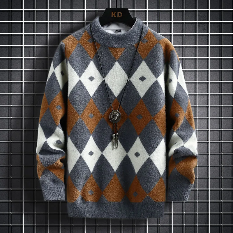

2021 Winter Sweater Plus Velvet Warm Japanese Style Fashion For Men's Oversize 7XL Top Pullover Black Solid Hip Hop Streetwear