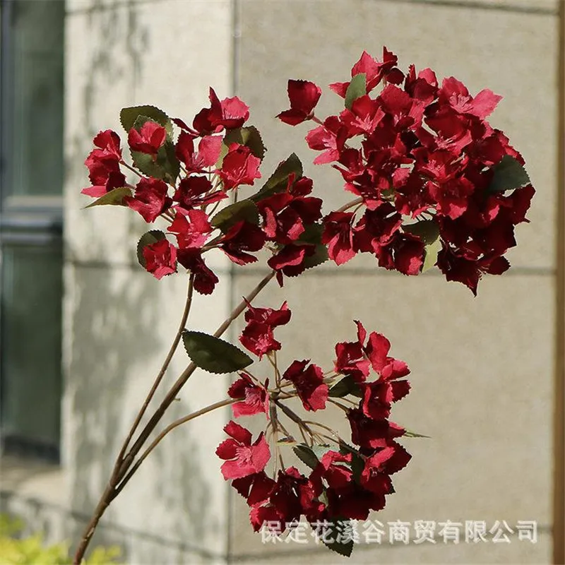 

10Pcs Fake Long Stem Autumn Hydrangea ( 3 heads/piece) 31.89" Simulation Wild Hydrangeas for Home Wedding Artificial Flowers