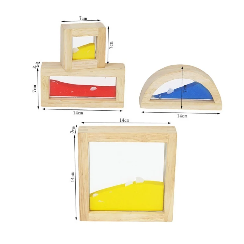 

Wooden Large Building Blocks with Color Sand for Kids 8 Pcs Geometry Sensory Rainbow Stacking Blocks Construction Toys Set