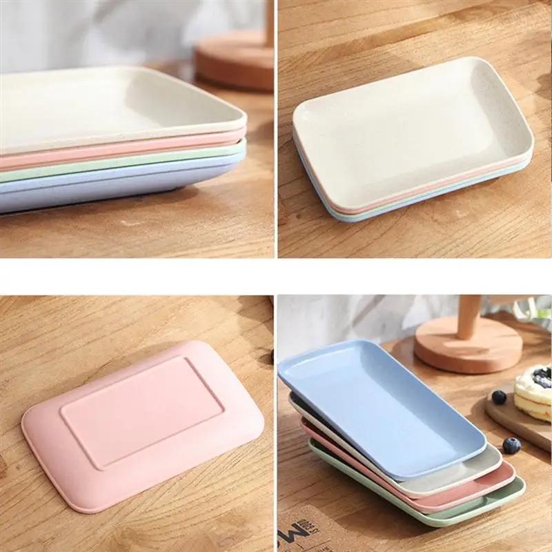 4pcs Rectangle Dishes Household Dinner Plate Food Microwave Oven Available Eco-Friendly Home Kitchen Utensils | Дом и сад