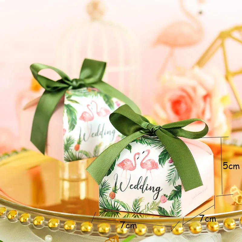 Новинка свадебные сувениры и подарочная коробка с фламинго бумажные конфеты