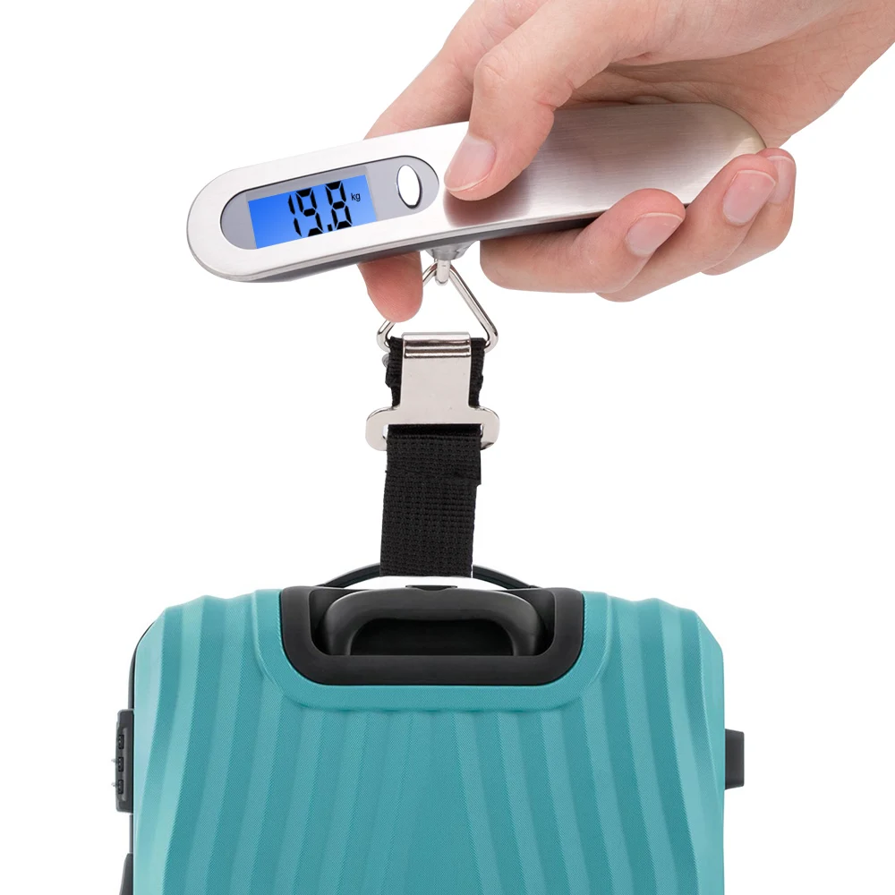 

50kg x 10g Digital Luggage Scale Stainless Steel Portable Electronic Scale Weight Balance Suitcase Travel Hanging Steelyard Hook