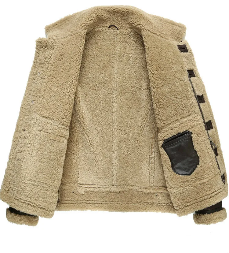 Genuine Leather Jacket Men Winter Natural Fur Real Sheepskin Coat for Lamb Bomber Jackets Plus Size 185-1 MY1884 | Мужская одежда