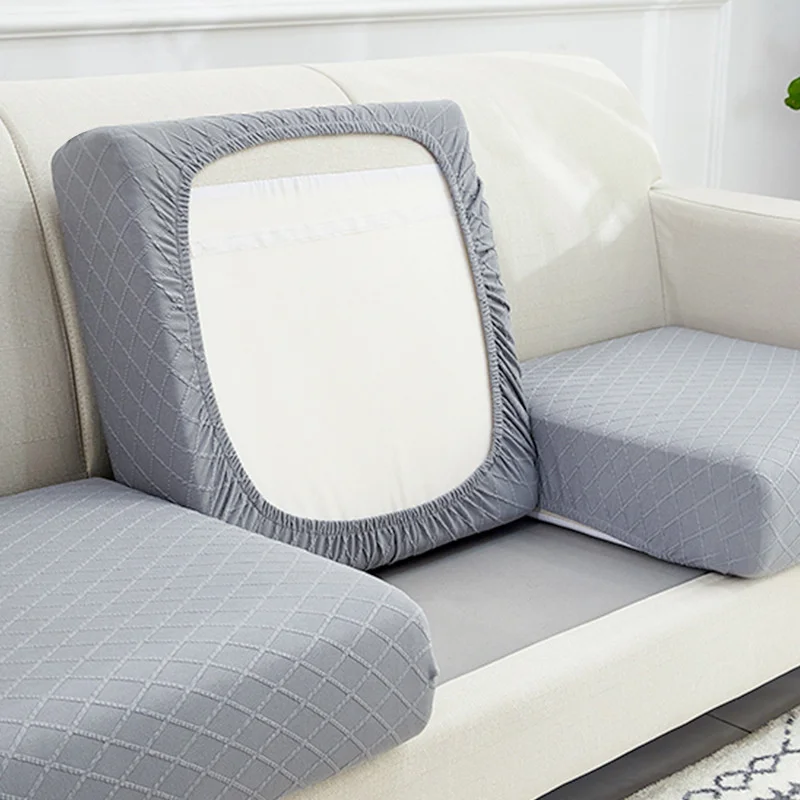 

Sofa Cushion Cover Polar Fleece Jacquard For Living Room Funiture Protector Seat Cushion Elastic Solid Color For1/2/3/4 Seat