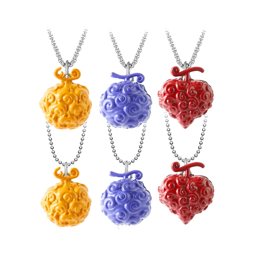 

One Piece Devil Fruit Necklace Cursed Ace Law Metal Pendant Anime Jewelry On Neck Chain Choker For Men Women Cosplay Accessories