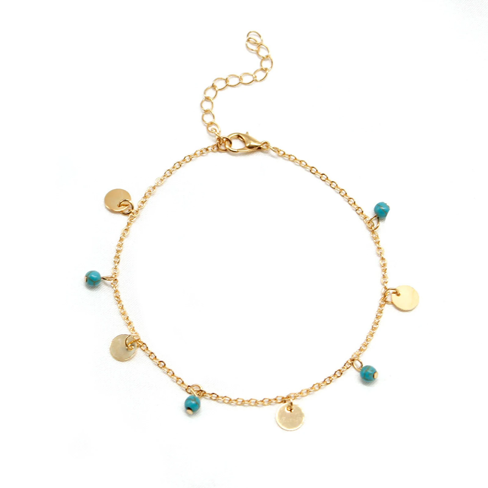 

Fashion Gold/Silver Color Green Beads Anklet Set For Women Party Adjustable Bracelet On Leg Foot Beach Chain Jewelry Accessories