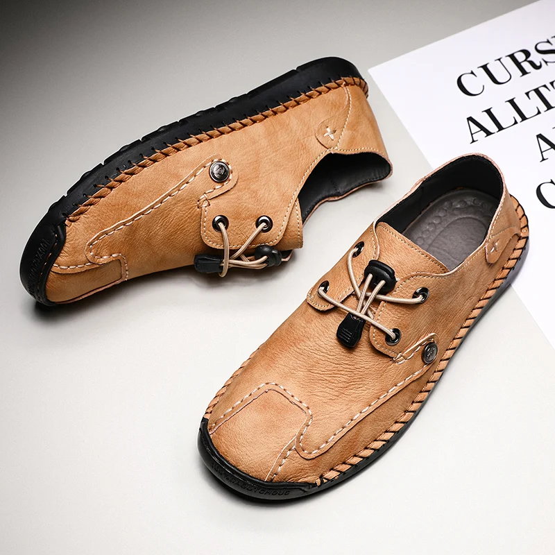 Кожаная обувь для мужчин Повседневные Лоферы высокого качества Дышащая Новинка