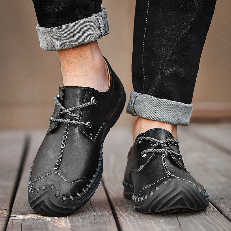 

Sneaker Man Casual Shoe Men's Casual Leather Shoes Mens Causal Men Flat Loafers Black Leisure For Zapatos Hombre Cuero