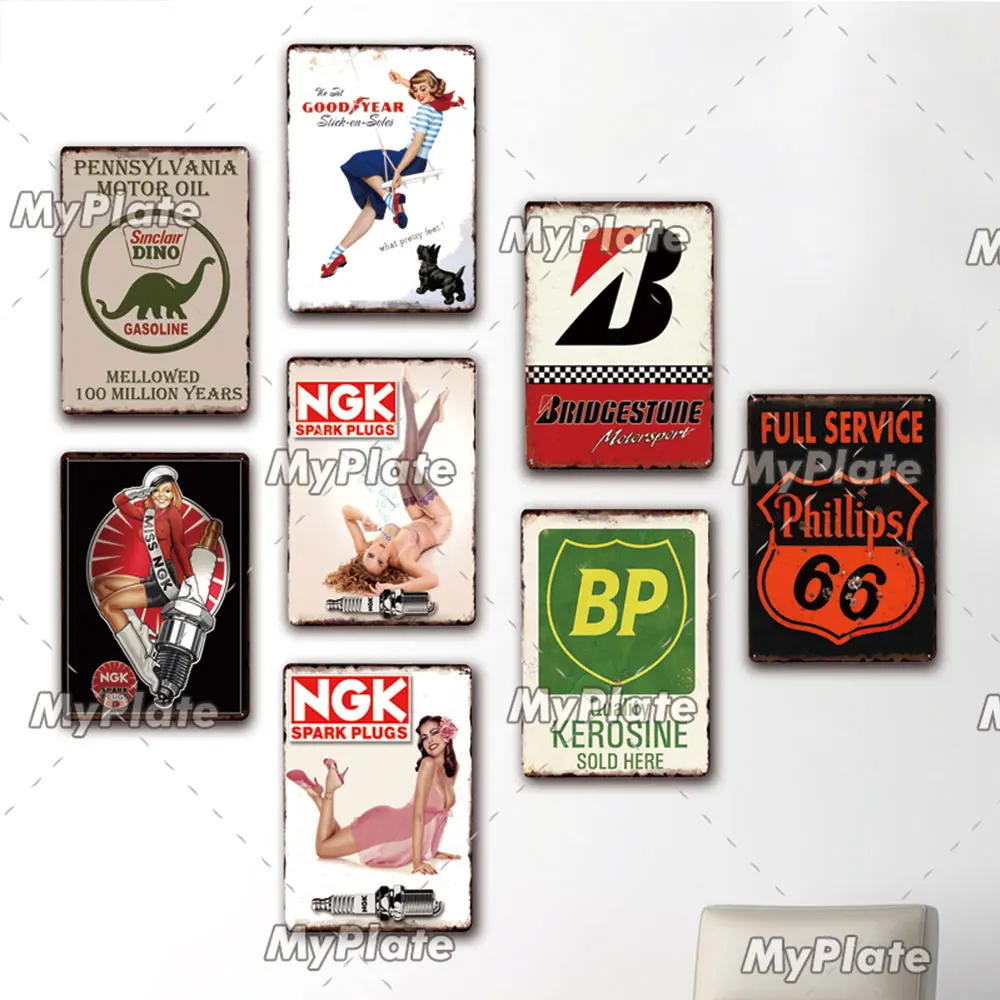 Металлический знак гоночного топлива фотоэлемент мотор масло жестяной