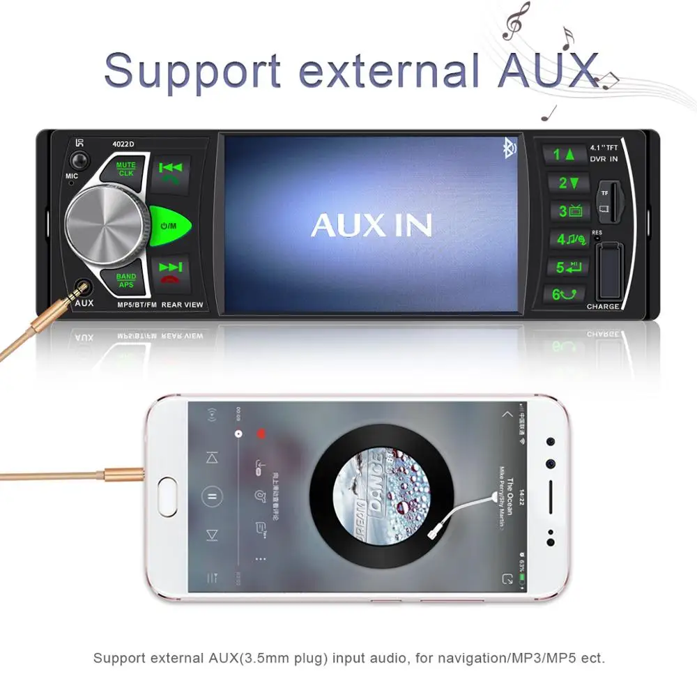 Авторадио 1 Din автомобильное радио Bluetooth стерео аудио oto teypleri заднего вида Vamera 4022d