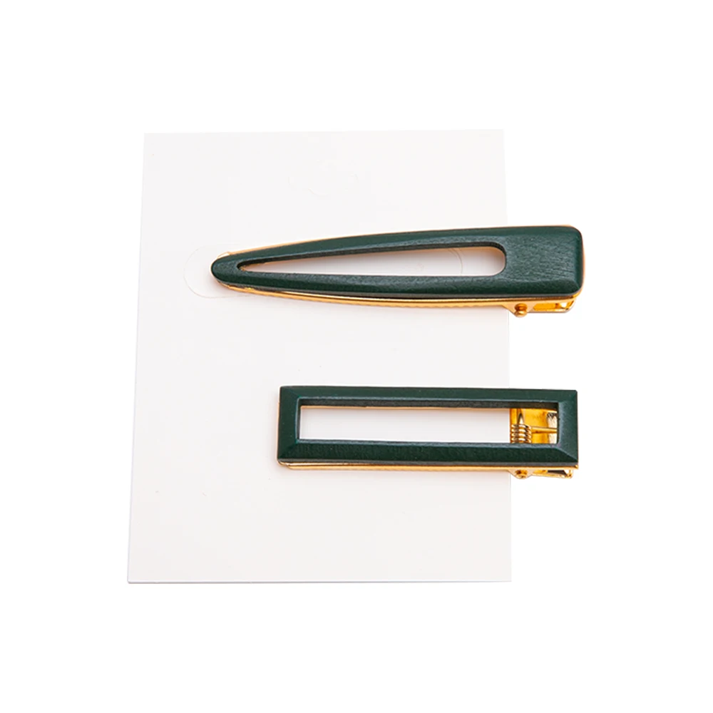 green 2pcs 2/3 шт, трендовые яркие Твердые Полые геометрические заколки для волос для женщин, деревянные заколки для волос, ручная работа, заколка для волос, для девушек - Цвет: green 2pcs