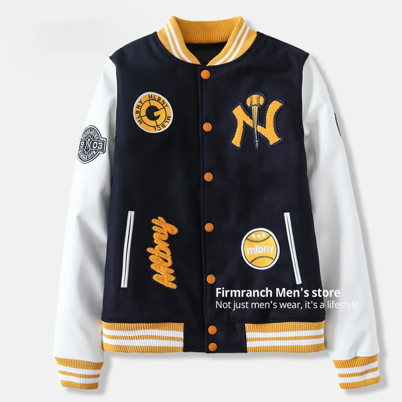 

2021 Men/Women Baseball Jacket Thicken Cotton-Padded Coat For Winter Ins Loose NY Letters Embroidery Jacket Outwear
