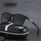 Солнцезащитные очки LAMOFUR, винтажные зеркальные квадратные очки с поляризацией, для мужчин и женщин, UV400, 2914