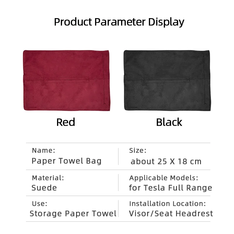 

Suede Leather Tissue Bag for Tesla MODEL3 Model Y S X Car Paper Towel Storage Box Car Accessories