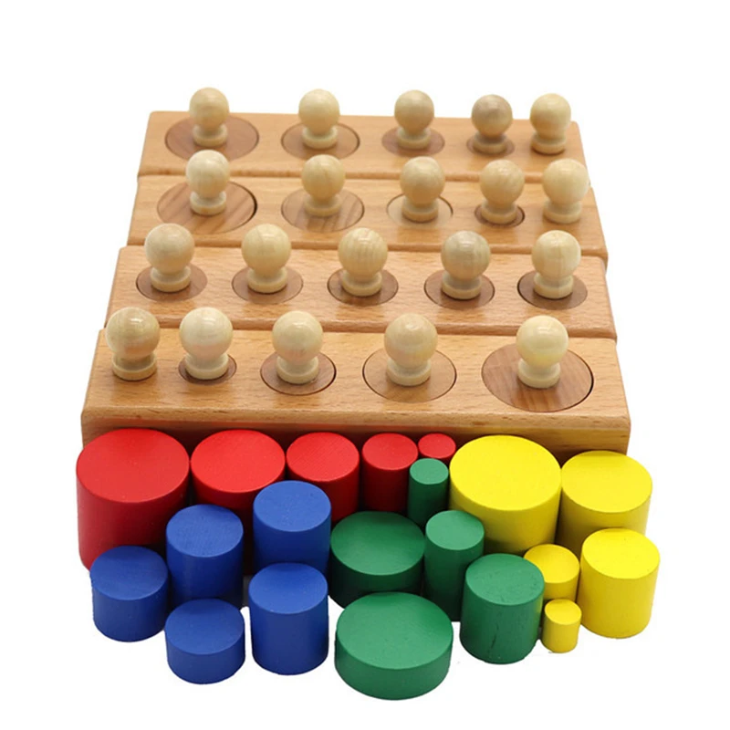 

Baby Montessori Colorful Socket Cylinder Montessori Materials Educational Wooden Toys Cylinders Ladder Blocks Preschool Toys