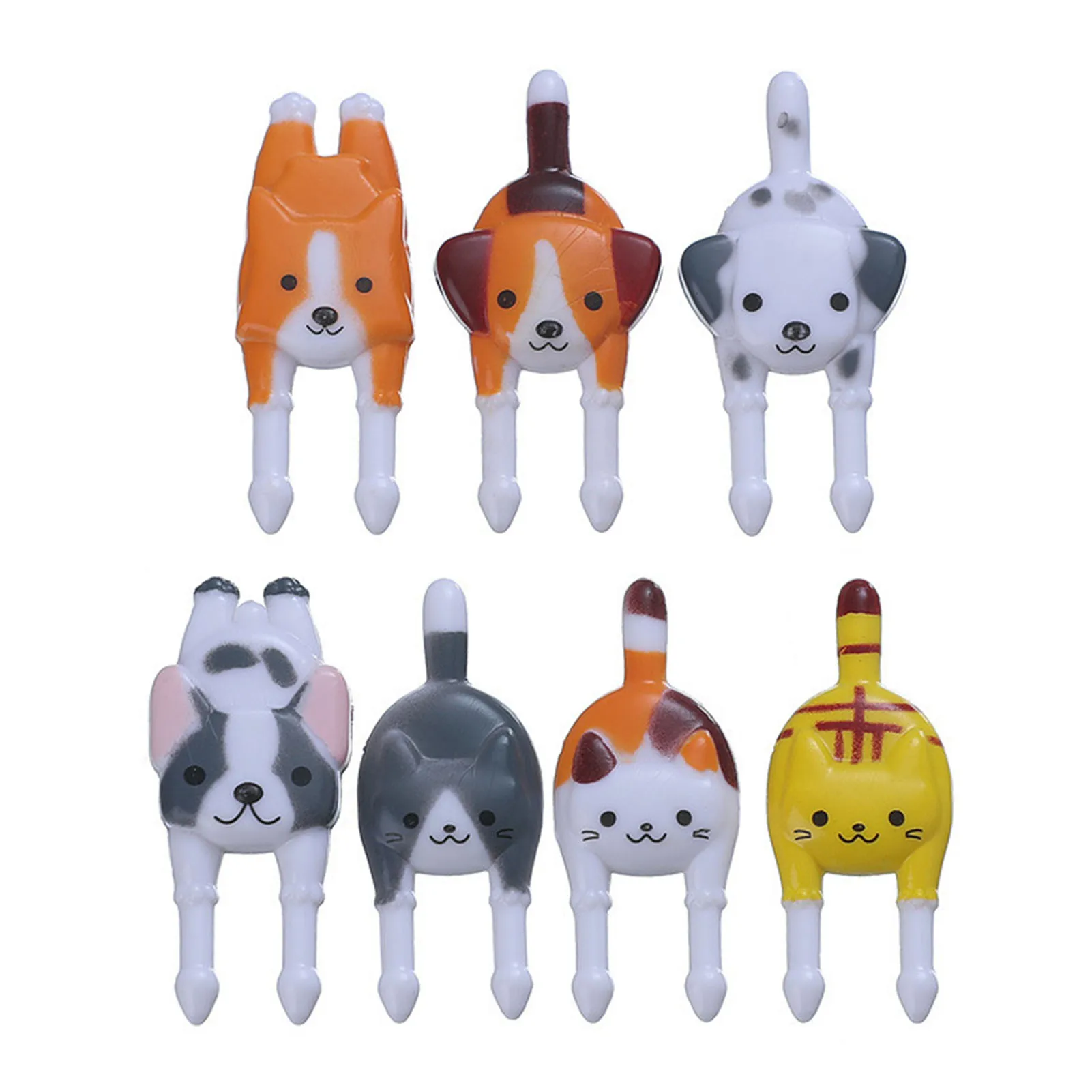 

7pcs Plastic Animal Shaped Fruit Fork Bento Food Picks Forks Reusable Cat Dog Animal Fruit Picks Forks Table Decor Accessories