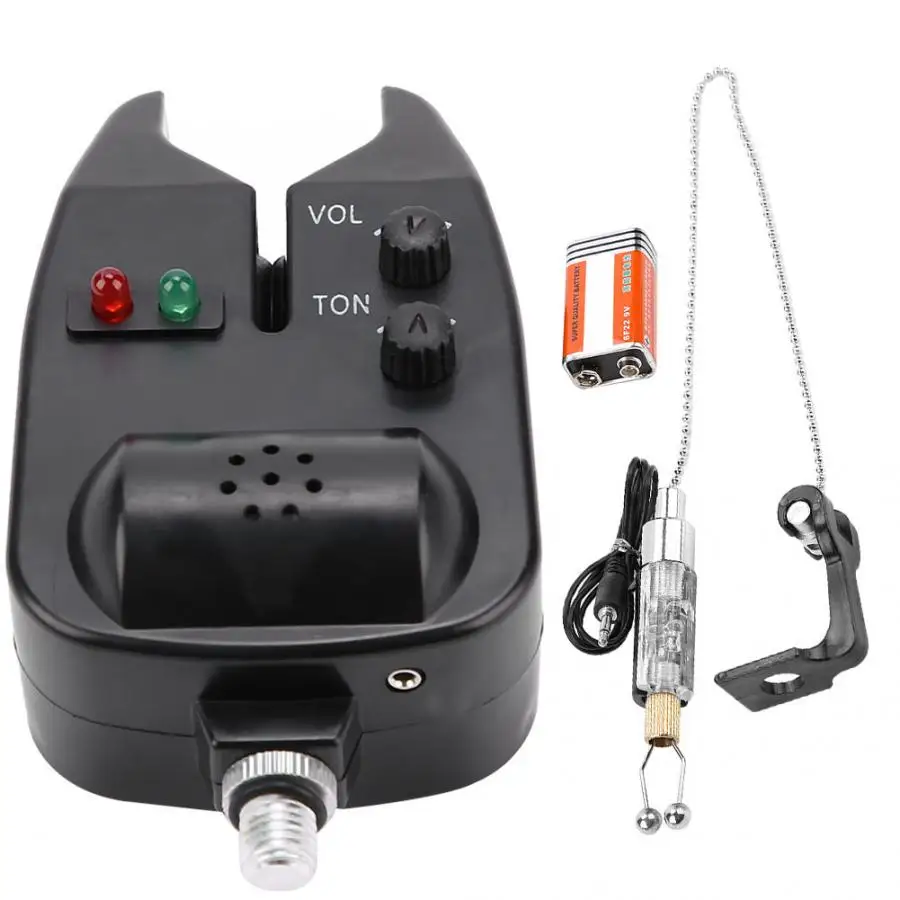 Электронный портативный звуковой сигнал тревоги для укуса рыбы + светодиодный