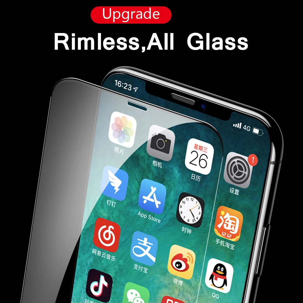 Полноэкранная закаленная пленка без рамки для iPhone XS XR X Защитное стекло Max