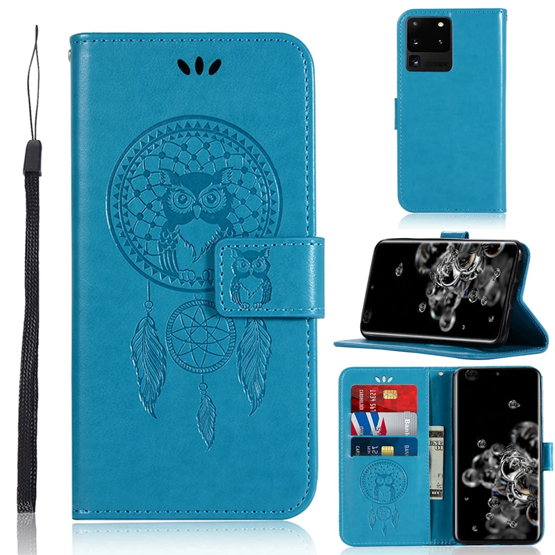 Чехол для телефона Samaung Galaxy S20 Ультра чехол Сова Флип кожаный бумажник Samsung S 20