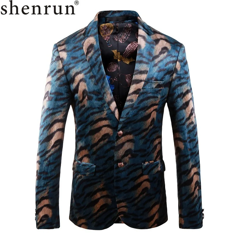 Мужской Блейзер Shenrun в западном стиле с леопардовым принтом высококачественный