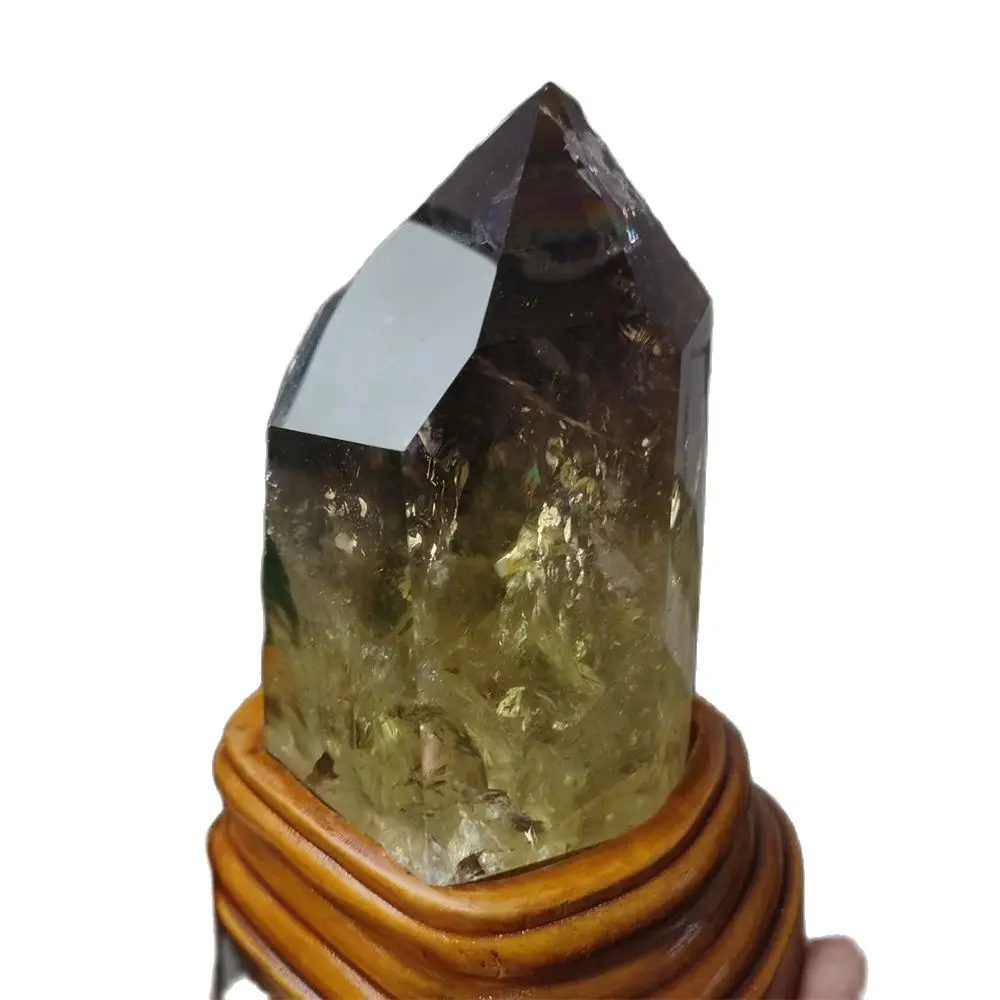 

Natural polished citrine quartz wand point tower Smoky crystals healing stones for home decoration