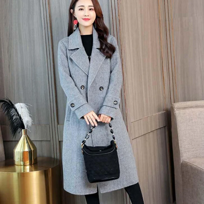 Fashion Woolen Women Jacket Autumn Winter New Mid Long Female Coat Korean Version Warm Outwear R1565 | Женская одежда