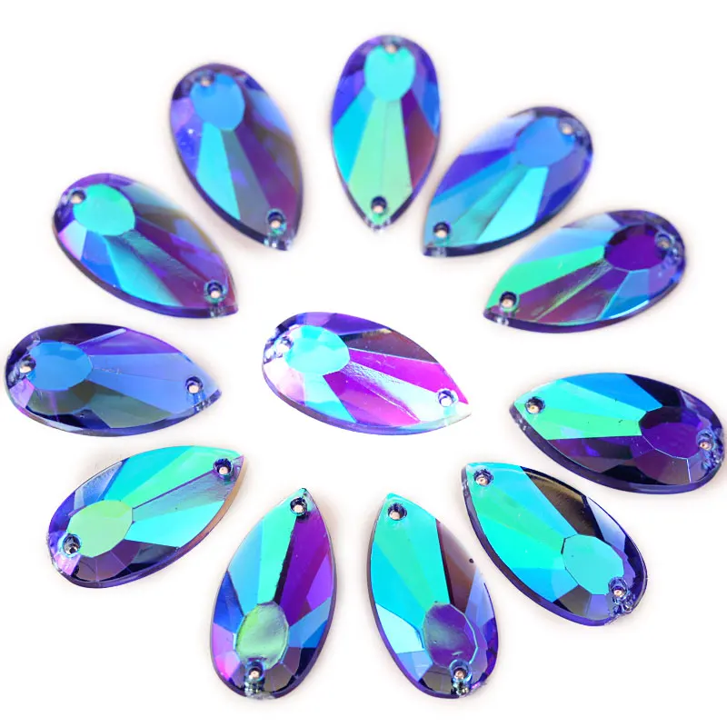 9x17 мм 50 шт. акриловые стразы с плоской задней стороной пуговицы капельки