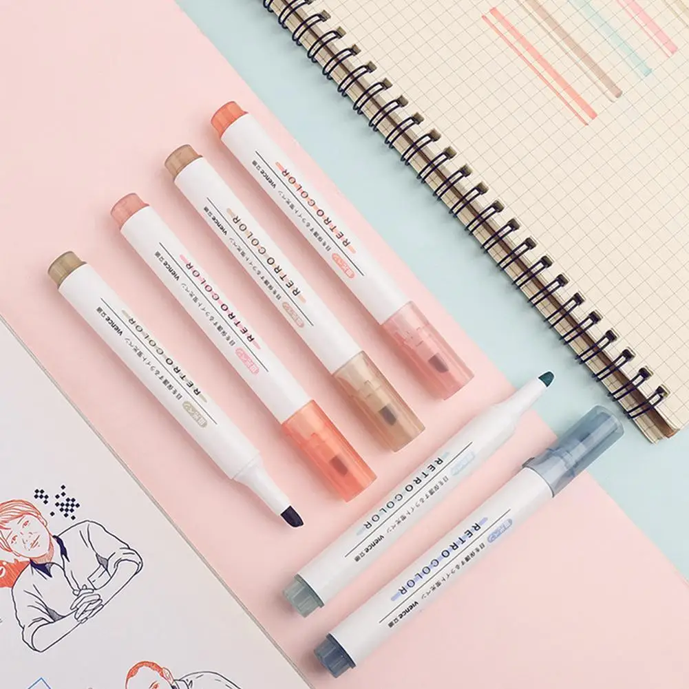 

School Office Stationery Highlighters Set Sketching Color For Drawing Markers Pens Kawaii Supplies Cute T6V0