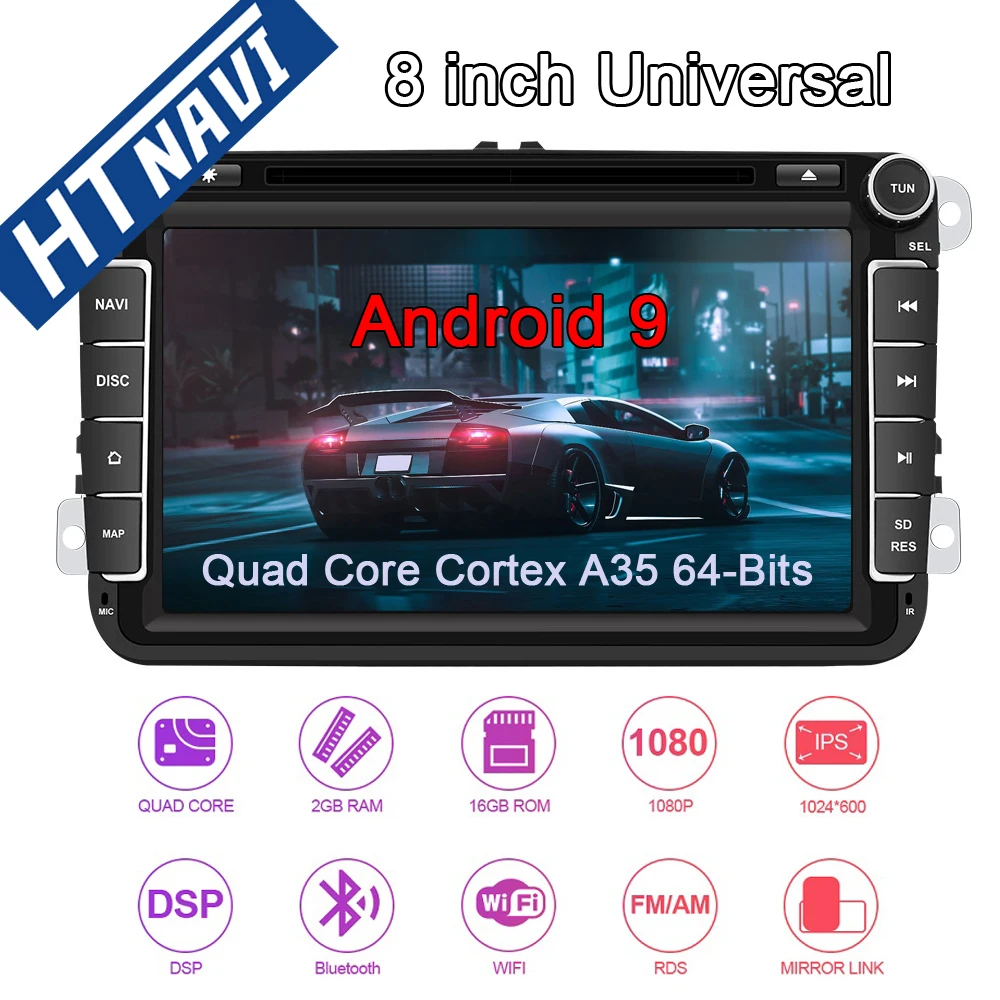 8 &quotAndroid 9 автомобильный мультимедийный плеер навигация Стерео Авторадио 2 Din для