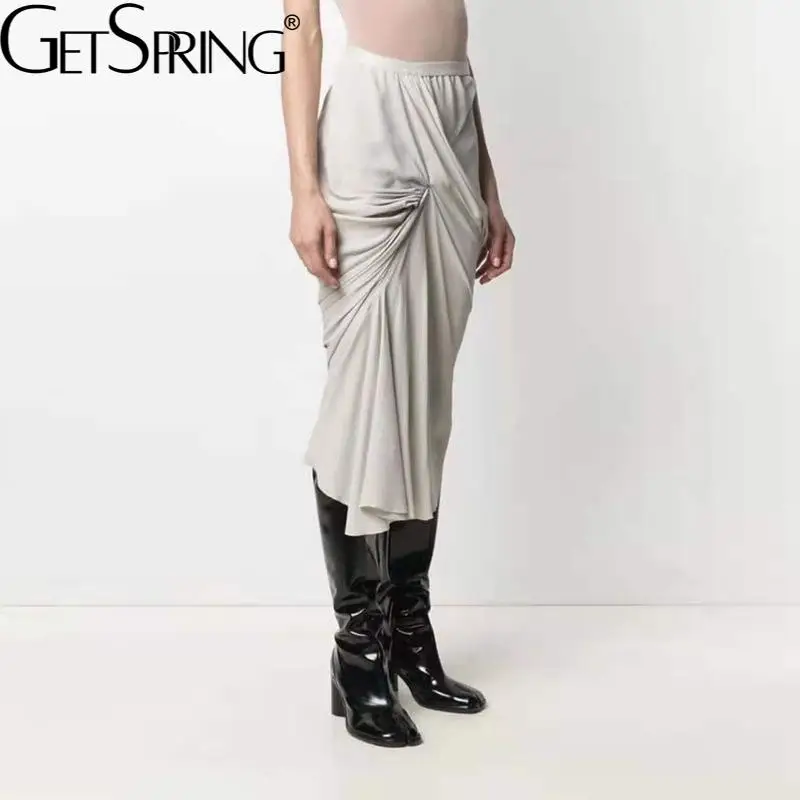 

Getspring Women Skirt Asymmetry Split High Waist Wrap Skirt Irregular Retro Long All Macth Sexy Skirts For Women 2021 Fashion