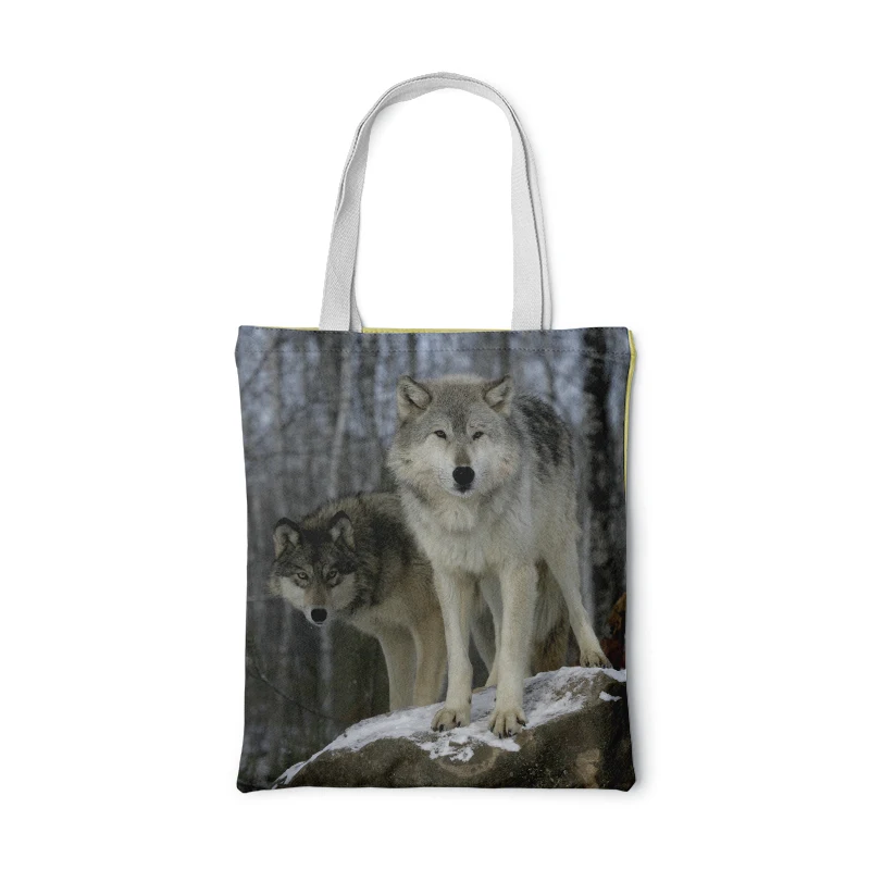 Объемная сумка-тоут с принтом волка женская сумка на плечо складная Повседневная