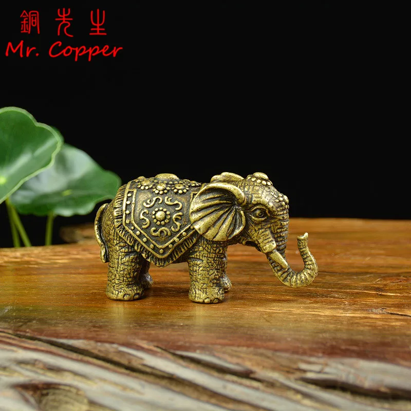 Античный медный Благоприятный Слон украшения ретро латунные фигурки животных