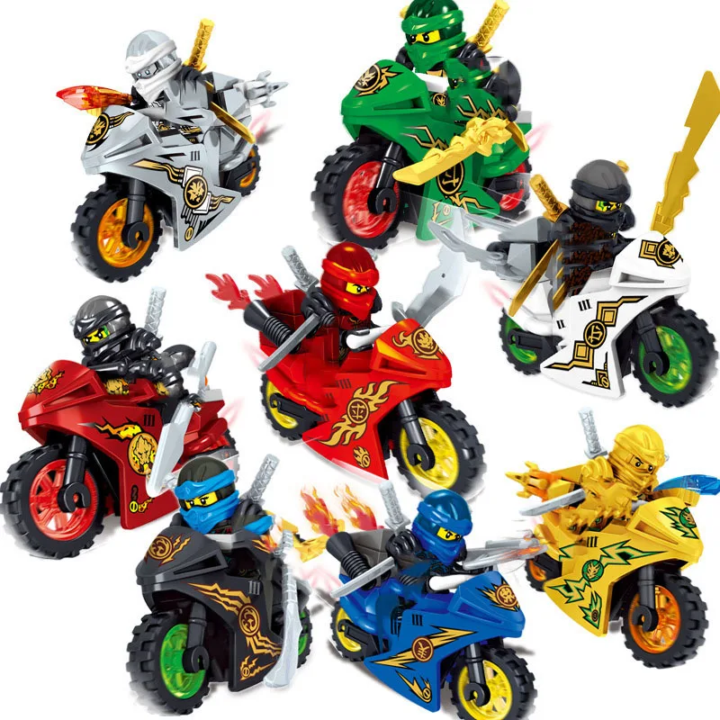 8 шт./компл. ниндзя мотоциклы, мастера свинццу, Джей Коул Кай Зейн Ллойд ния, мини-строительные блоки, игрушки в подарок