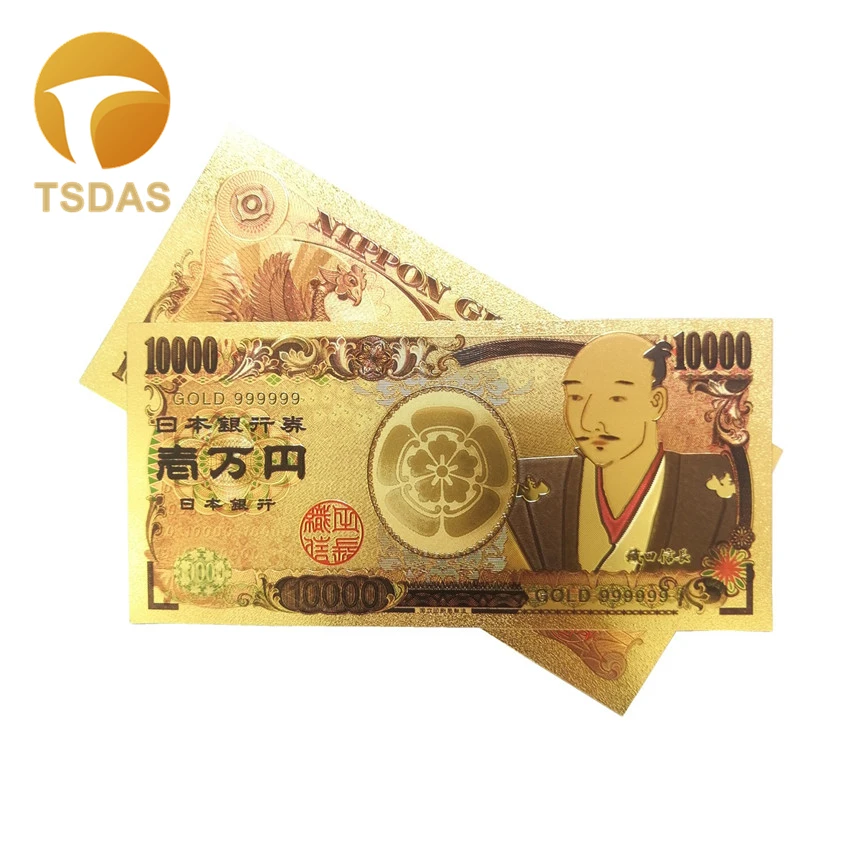 24 к позолоченные банкноты Япония 10000 иен Золотая фольга Примечание Необычные