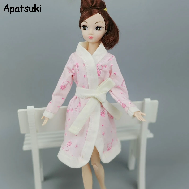 Розовый банный халат с кроликом для кукол Барби костюмы ванной зимняя Пижама